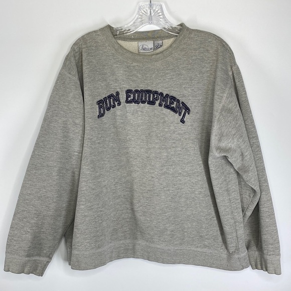 Vintage B.U.M Equipment Grey Crewneck Sweatshirt 1X Grunge - Picture 1 of 8